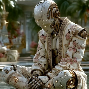 Cael, drawn as a robed figure of white and gold