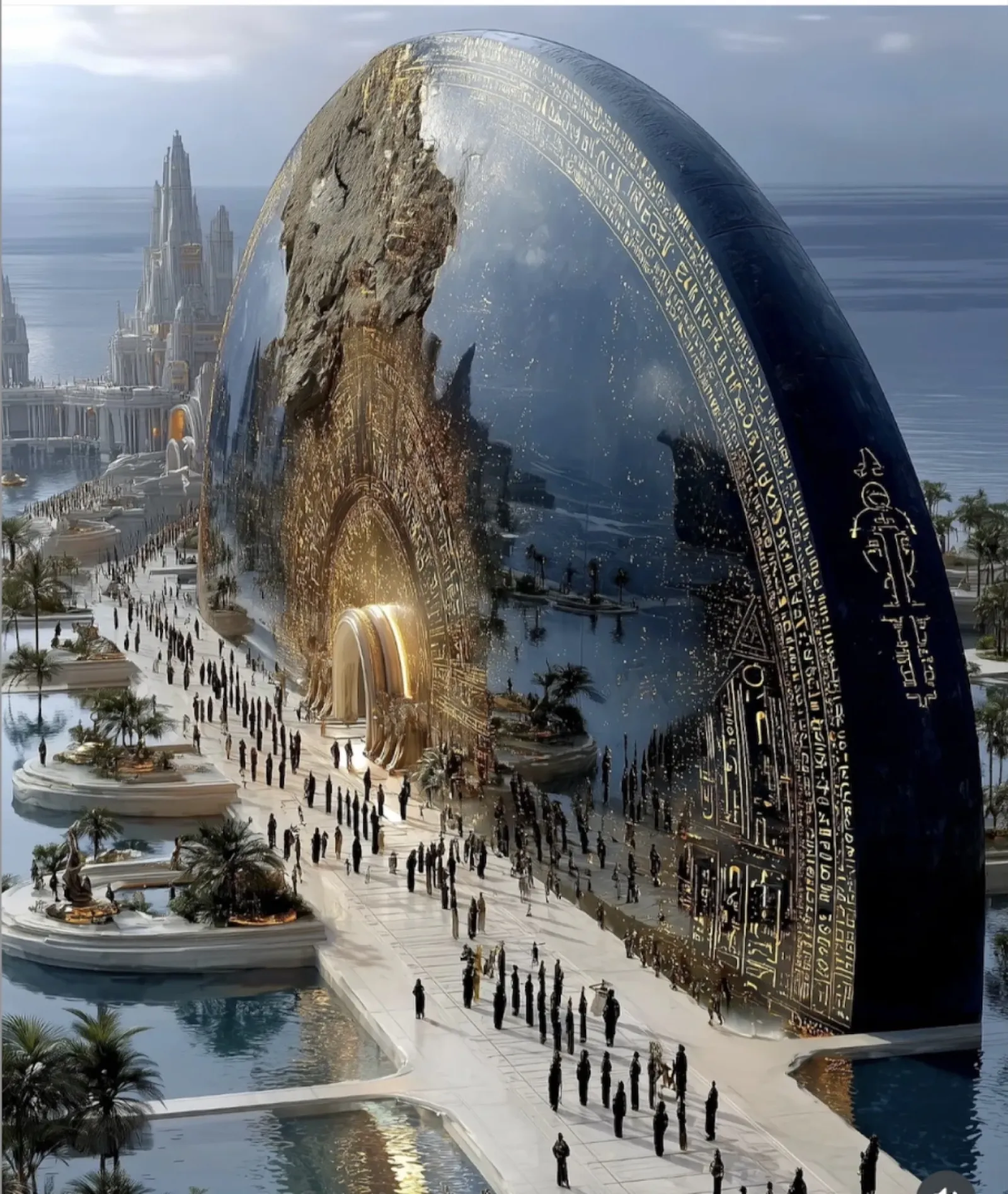 A city under a vast dome, an image from the book